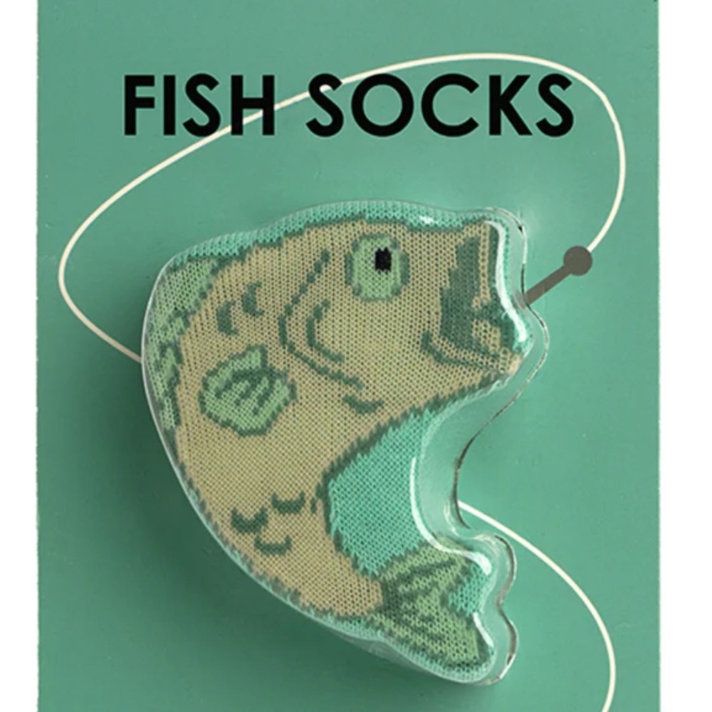 Fish 3D Socks - Green and Tan